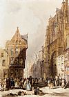 Thomas Shotter Boys Figures On A Street In A Market Town, Belgium painting